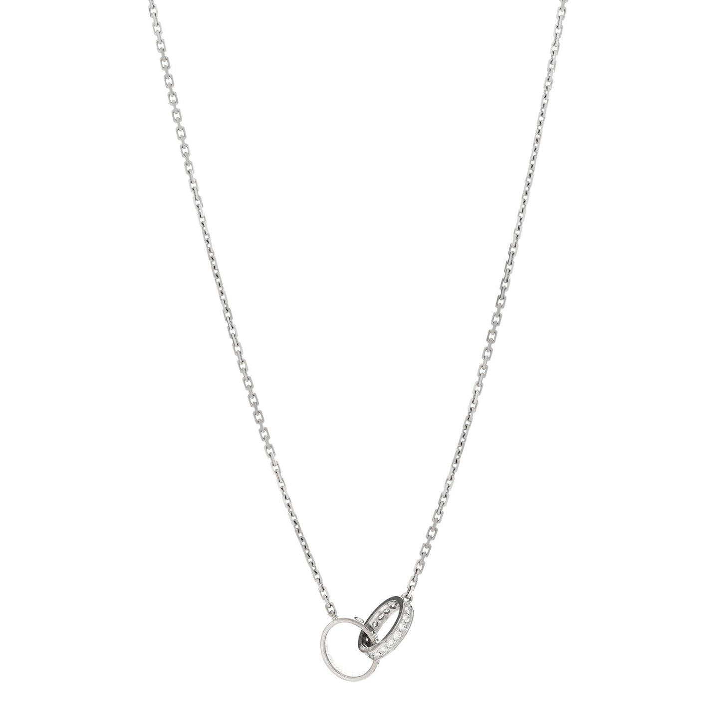 18K White Gold Diamond Interlocking LOVE Necklace