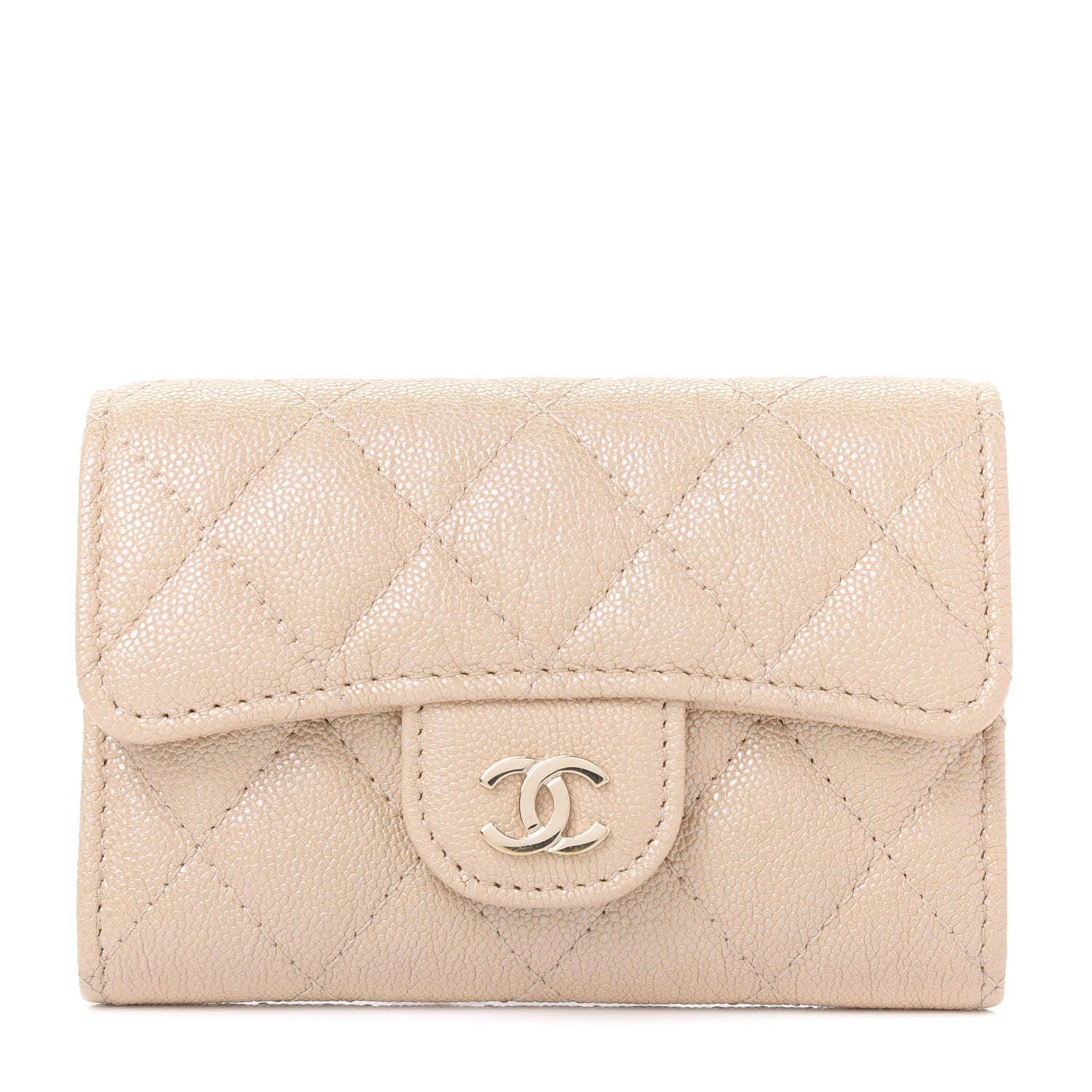 Chanel Iridescent Caviar Quilted Flap Card Holder Beige 1 of 12