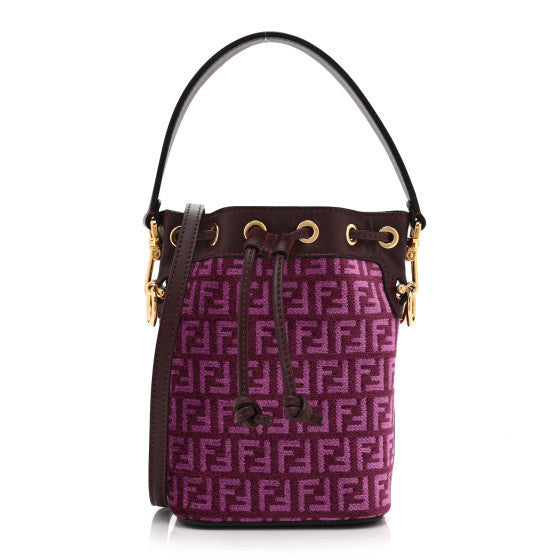 Chenille Vitello F is Micro FF Mini Mon Tresor Bucket Bag Rosso Roma