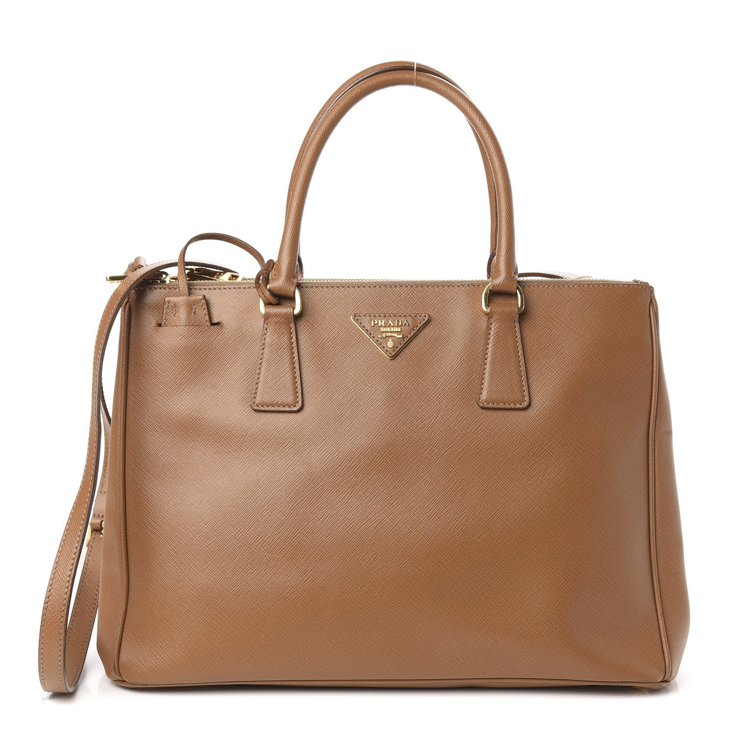Prada Saffiano Medium Galleria Double Zip Tote Caramel 1 of 16