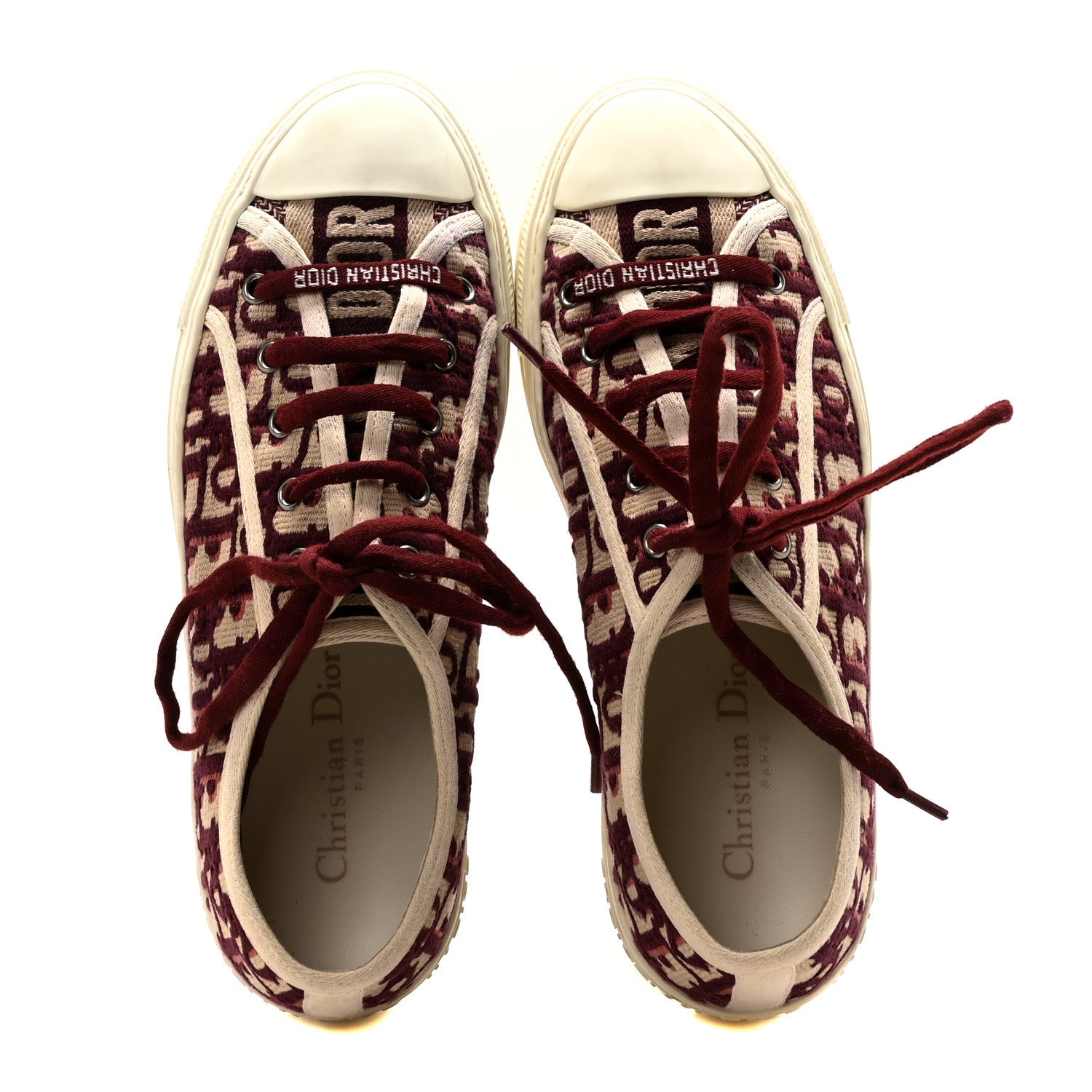 Christian Dior Canvas Oblique Walk'N'Dior Low Top Sneakers 38.5 Deep Amaranth 2 of 9