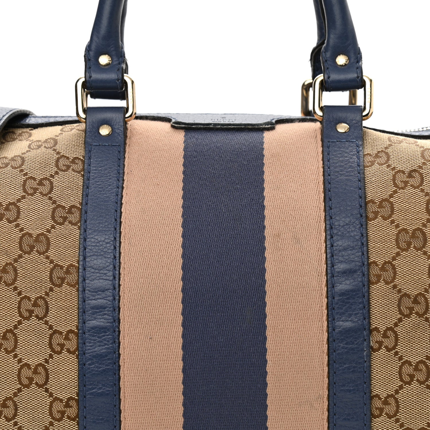 Gucci Monogram Vintage Web Medium Boston Blue 7 of 16