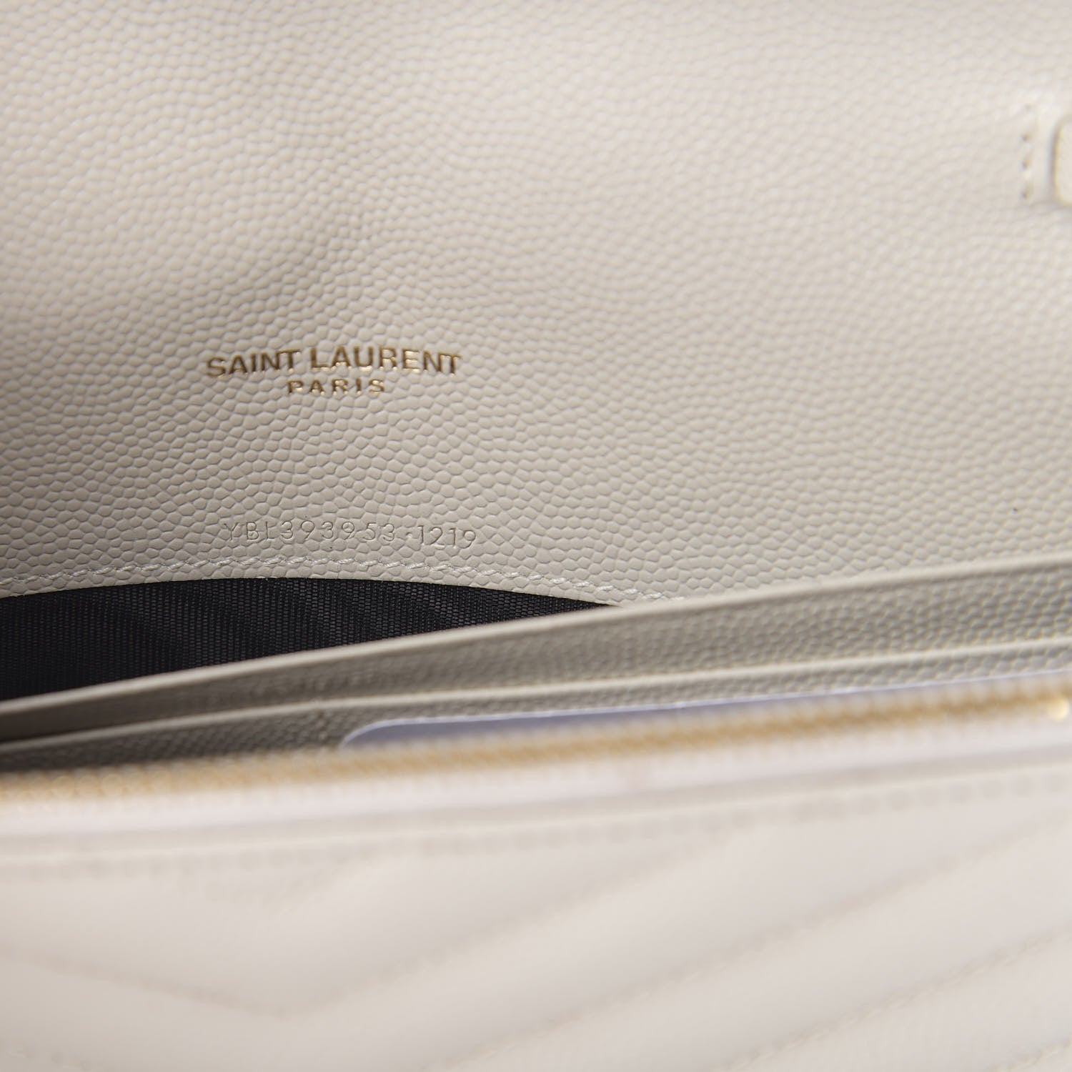 Saint Laurent Grain De Poudre Matelasse Chevron Monogram Envelope Chain Crema Soft 7 of 17
