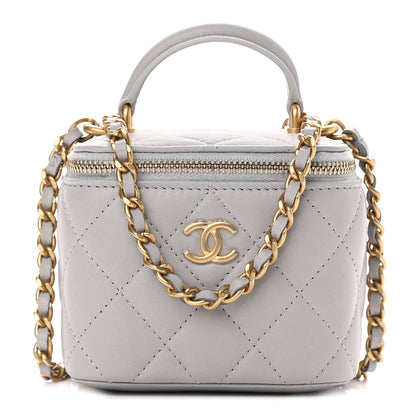 Chanel Lambskin Quilted Top Handle Mini Vanity Case With Chain Grey 1 of 12