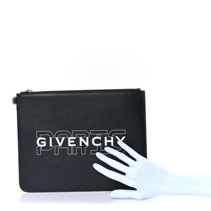 Givenchy Calfskin Paris Print Medium Cosmetic Pouch  Black 2 of 6