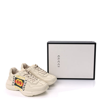 Gucci Calfskin Interlocking G Logo Mens Rhyton Sneakers 10  Ivory 10 of 10