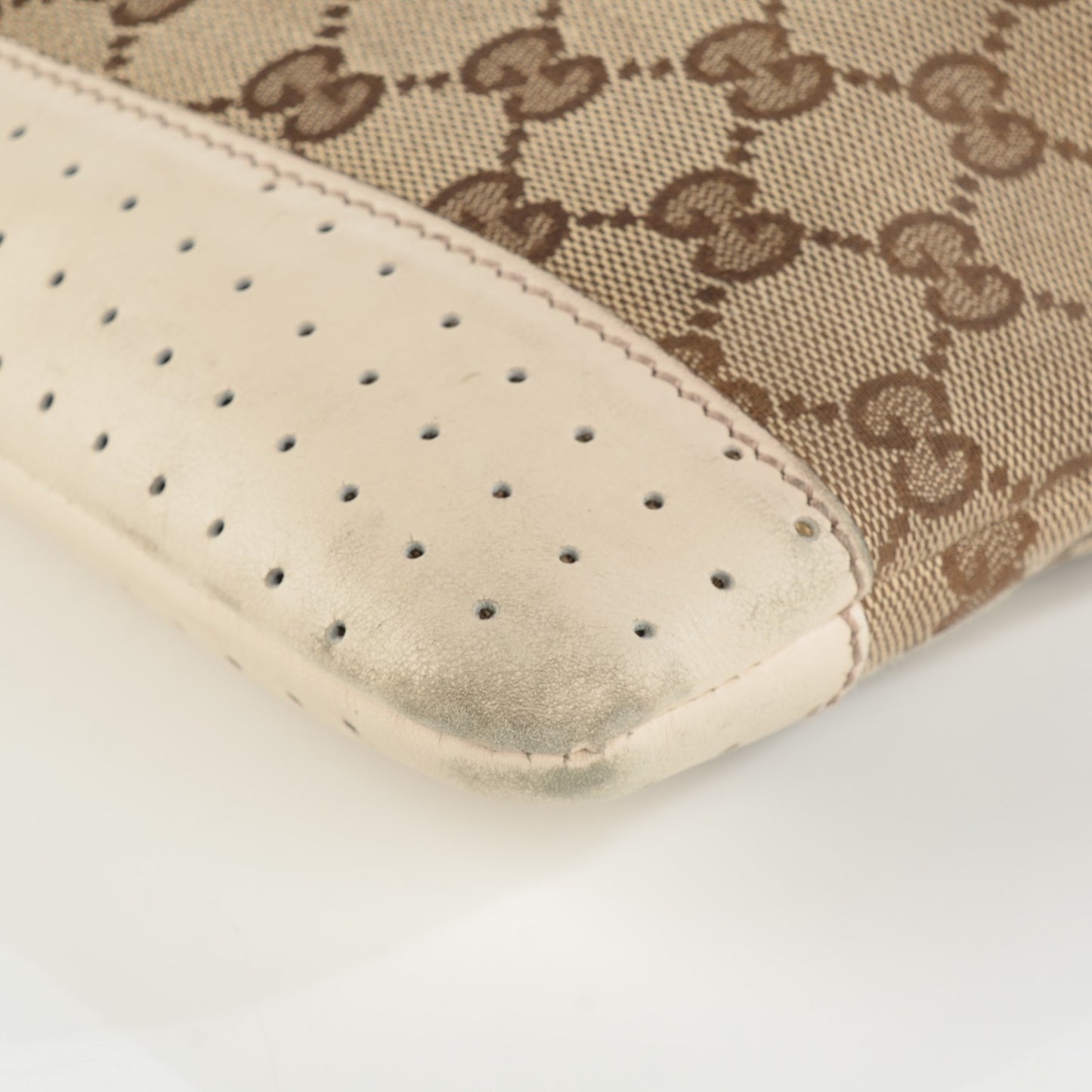 Monogram Calfskin Perforated Medium Flat Messenger Bag Off White