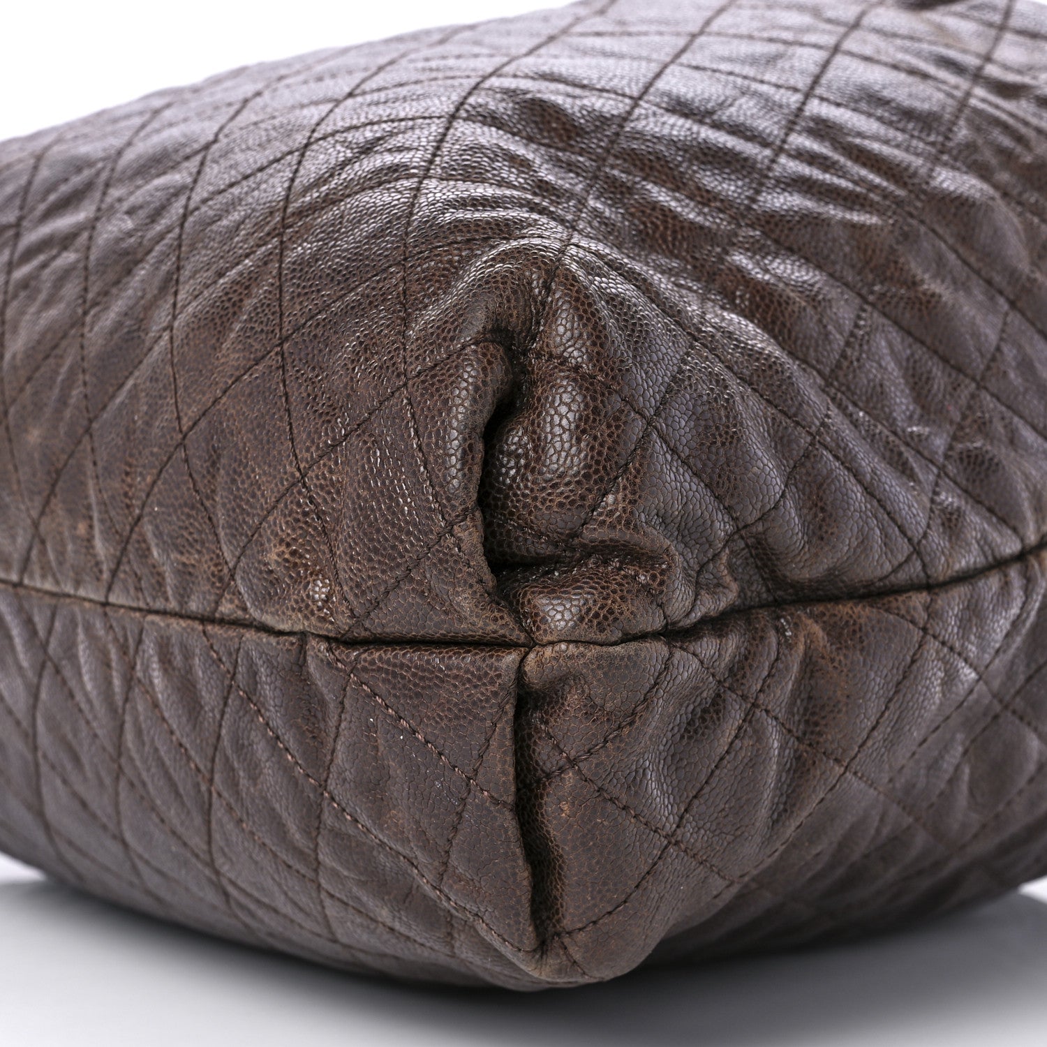 Chanel Distressed Glazed Caviar Quilted Large Elastic Tote Brown 8 of 8
