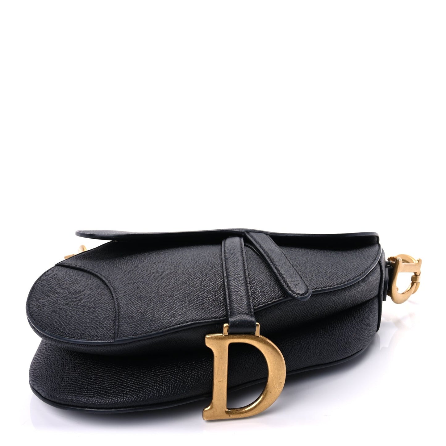 Grained Calfskin Saddle Bag  Black