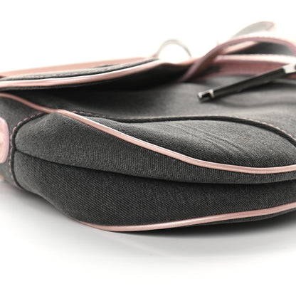 Christian Dior Patent Denim Jeans Saddle Bag Grey Pink 8 of 13