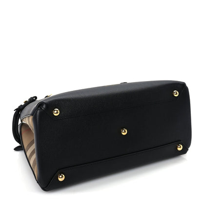 Burberry Grainy Calfskin House Check Medium Banner Tote Black 3 of 8