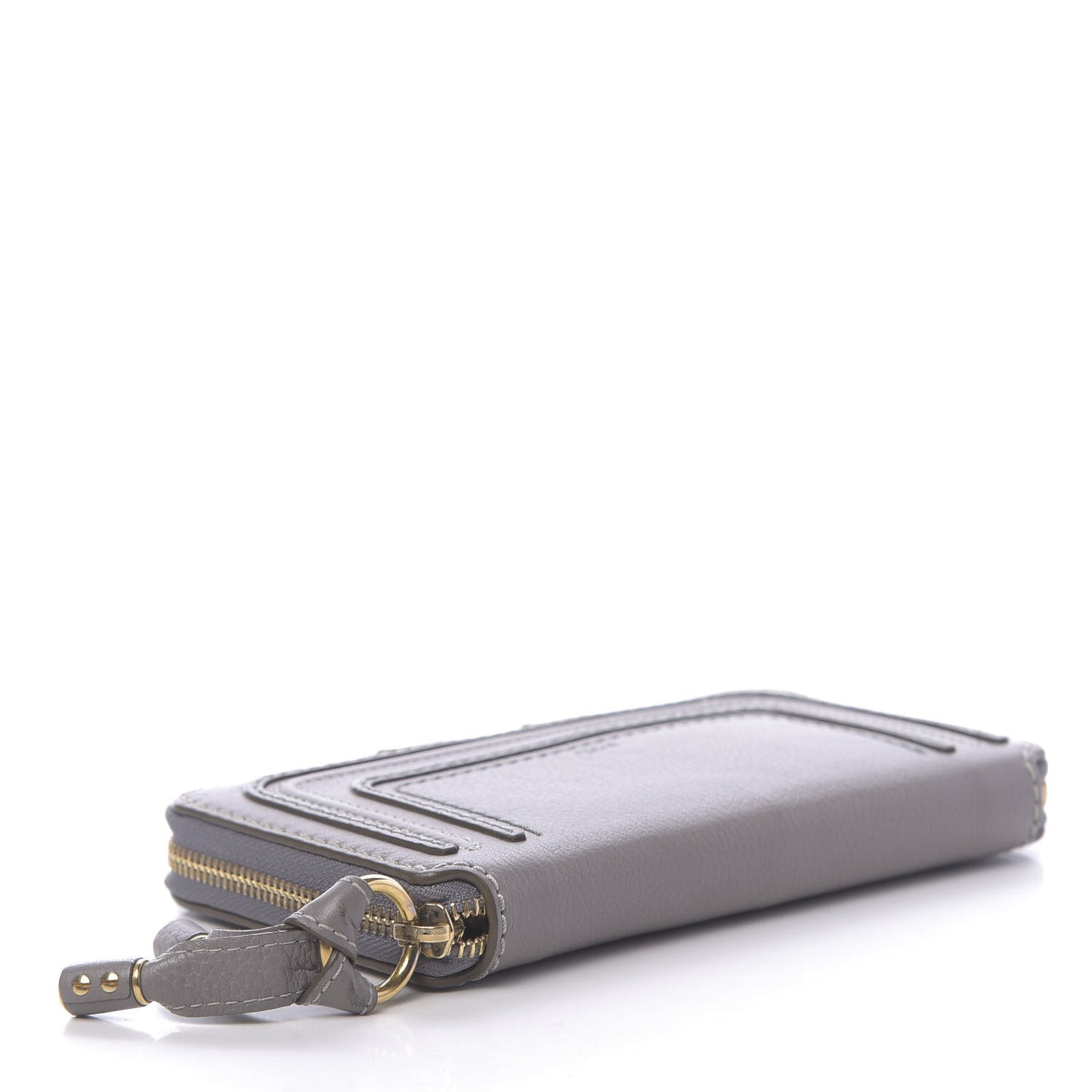 Calfskin Marcie Long Zip Around Wallet Cashmere Grey