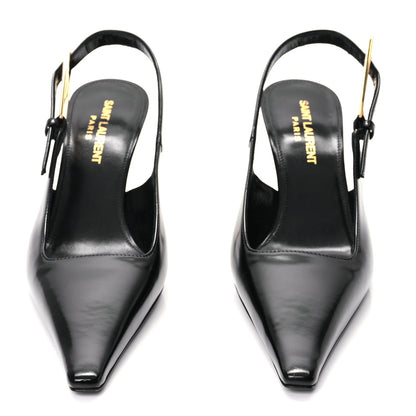 Saint Laurent Vitello Marilyn Lee 75 Slingback Pumps 36 Black 3 of 9