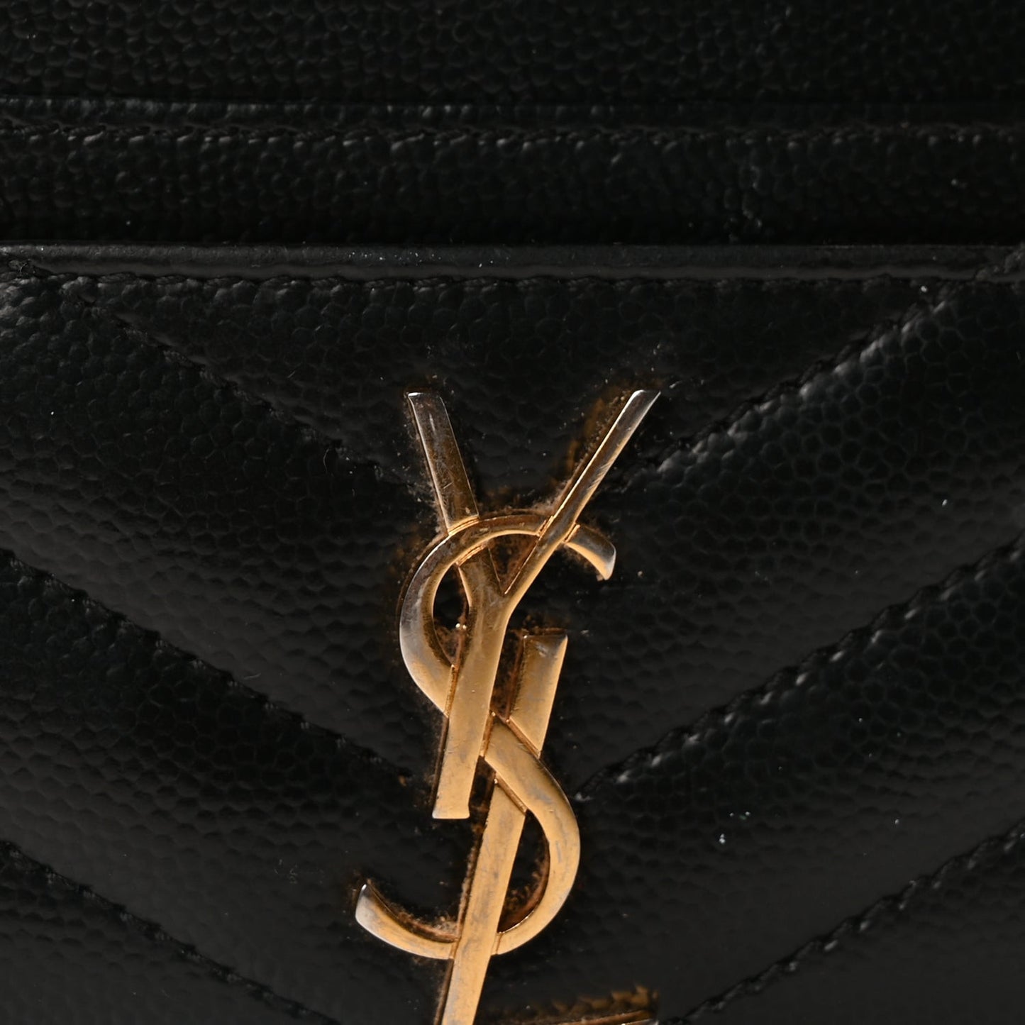 Grain De Poudre Matelasse Chevron Monogram Credit Card Case  Black