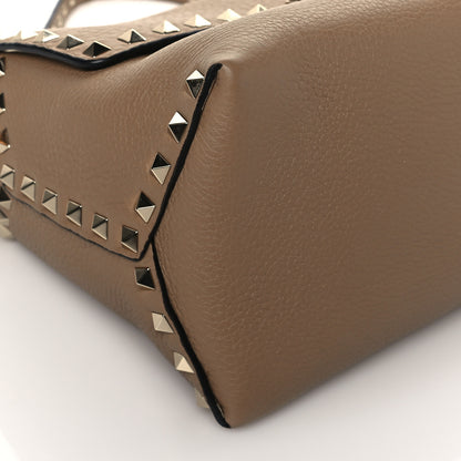 Valentino Garavani Pebbled Calfskin Medium Rockstud Top Handle Shoulder Bag Brown 7 of 8