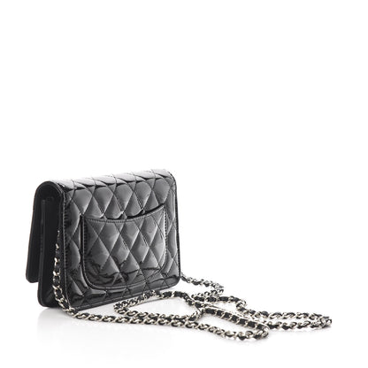 Chanel Patent Quilted Wallet On Chain WOC Black 3 of 11
