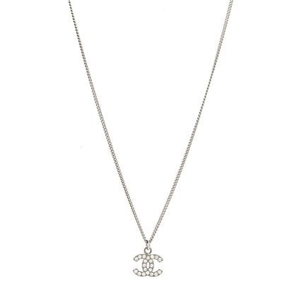 Chanel Crystal Timeless CC Necklace Silver 2 of 5