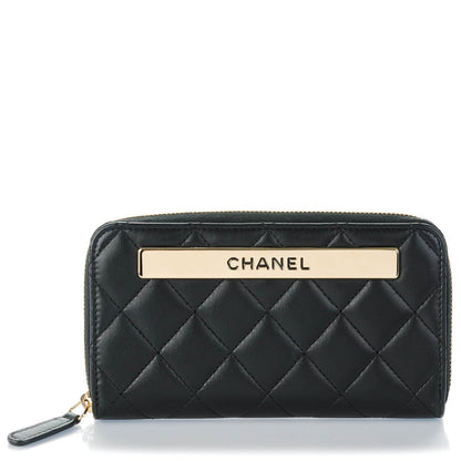 Chanel Lambskin Quilted Small Trendy CC Zip Around Wallet Black 1 of 8