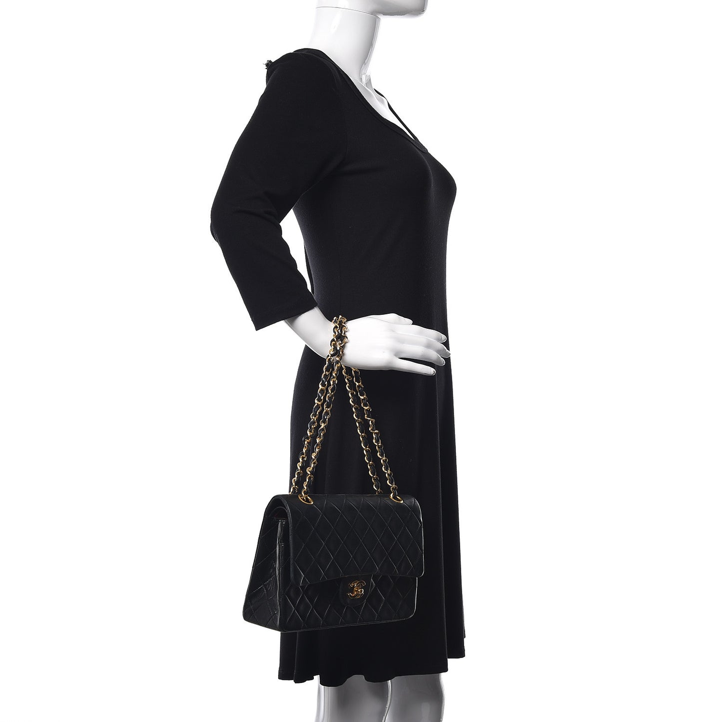 Lambskin Quilted Medium Double Flap Black