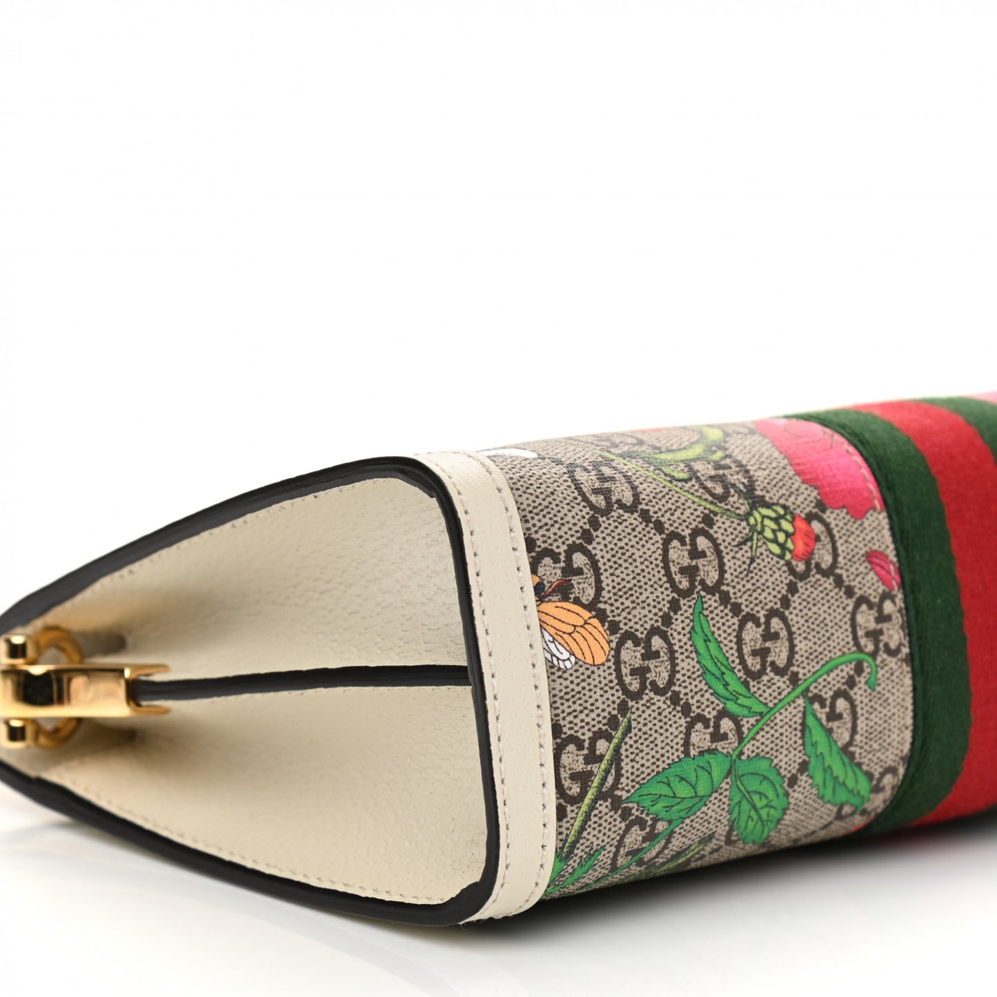 GG Supreme Monogram Flora Web Small Ophidia Chain Shoulder Bag White