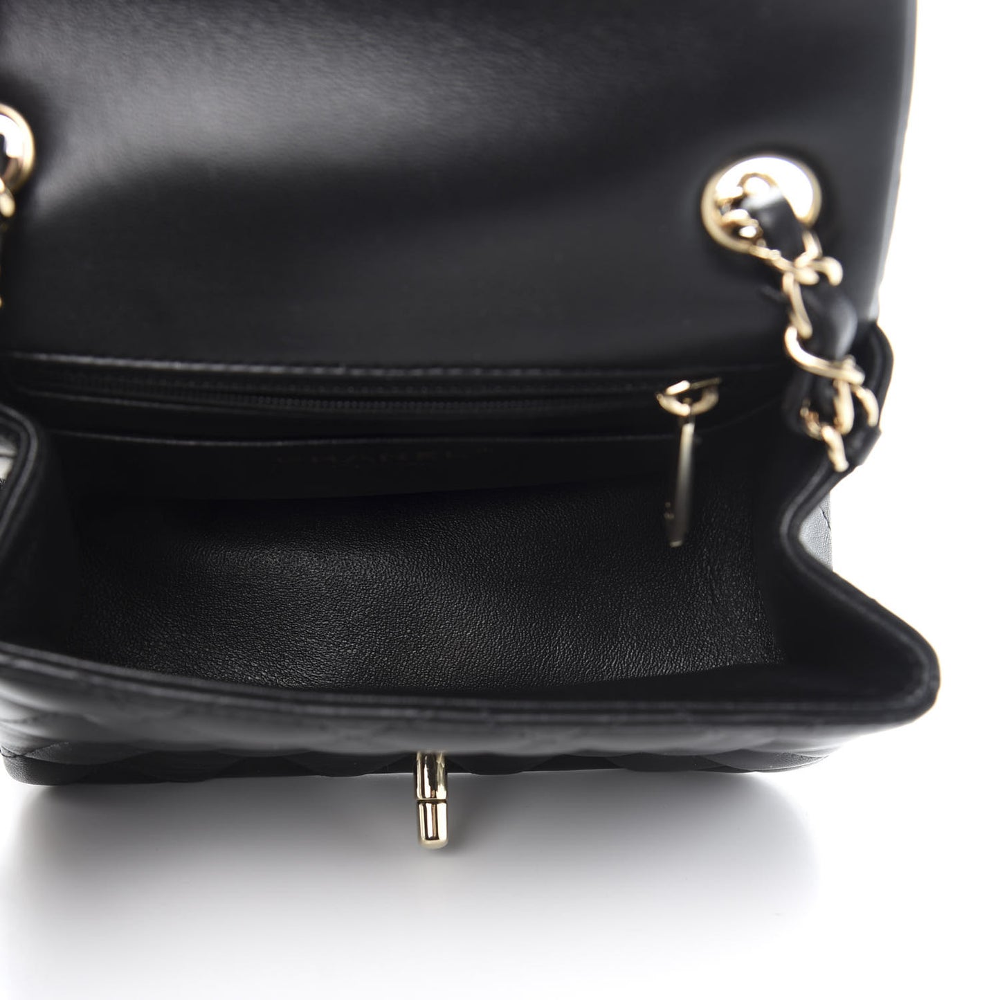 Lambskin Quilted Mini Square Flap Black