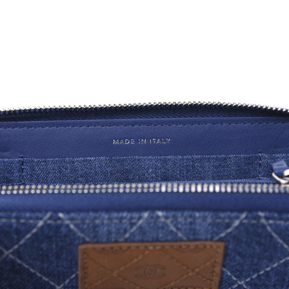 Chanel Denim Quilted Medium Zip Wallet Blue 7 of 9