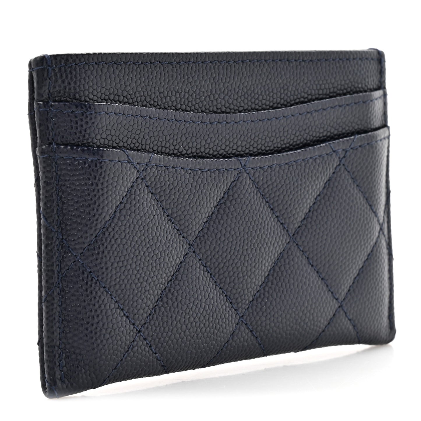 Caviar Quilted Card Holder Navy