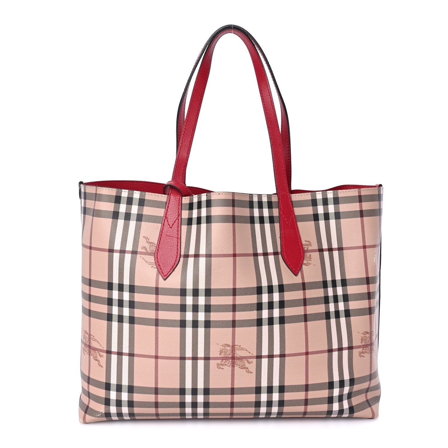 Burberry Haymarket Check Medium Reversible Tote  Poppy Red 1 of 7
