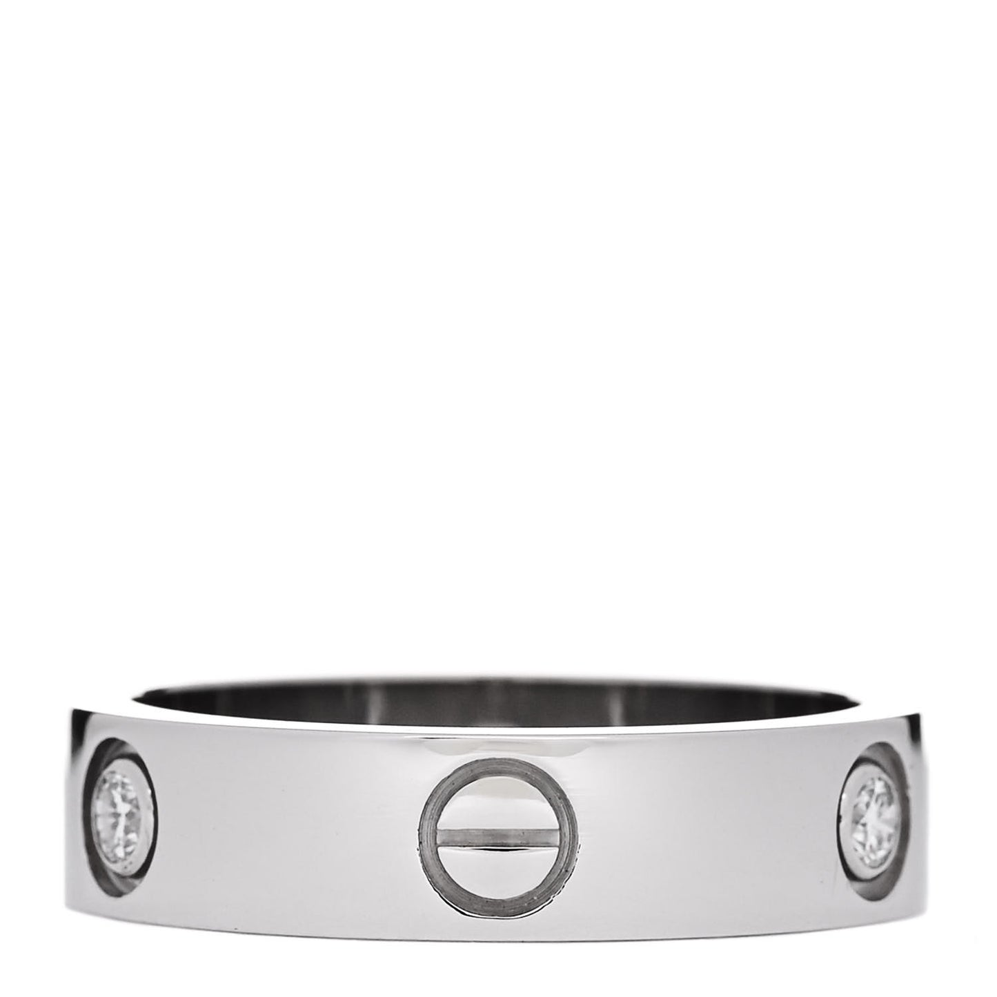 18K White Gold 3 Diamond 5.5mm LOVE Ring 61 9.5