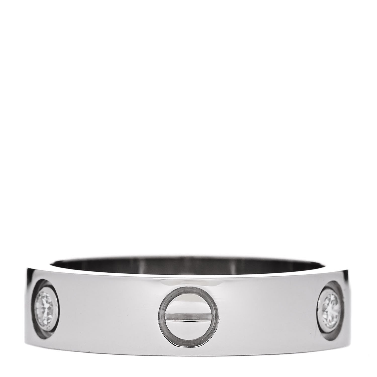 Cartier 18K White Gold 3 Diamond 5.5mm LOVE Ring 61 9.5 3 of 4