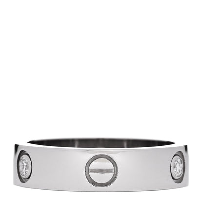 Cartier 18K White Gold 3 Diamond 5.5mm LOVE Ring 61 9.5 3 of 4