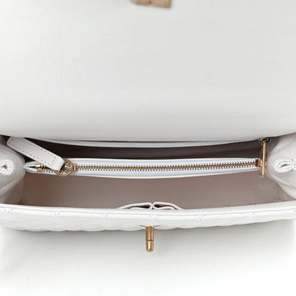 Chanel Caviar Lizard Quilted Small Coco Handle Flap White Beige 4 of 8