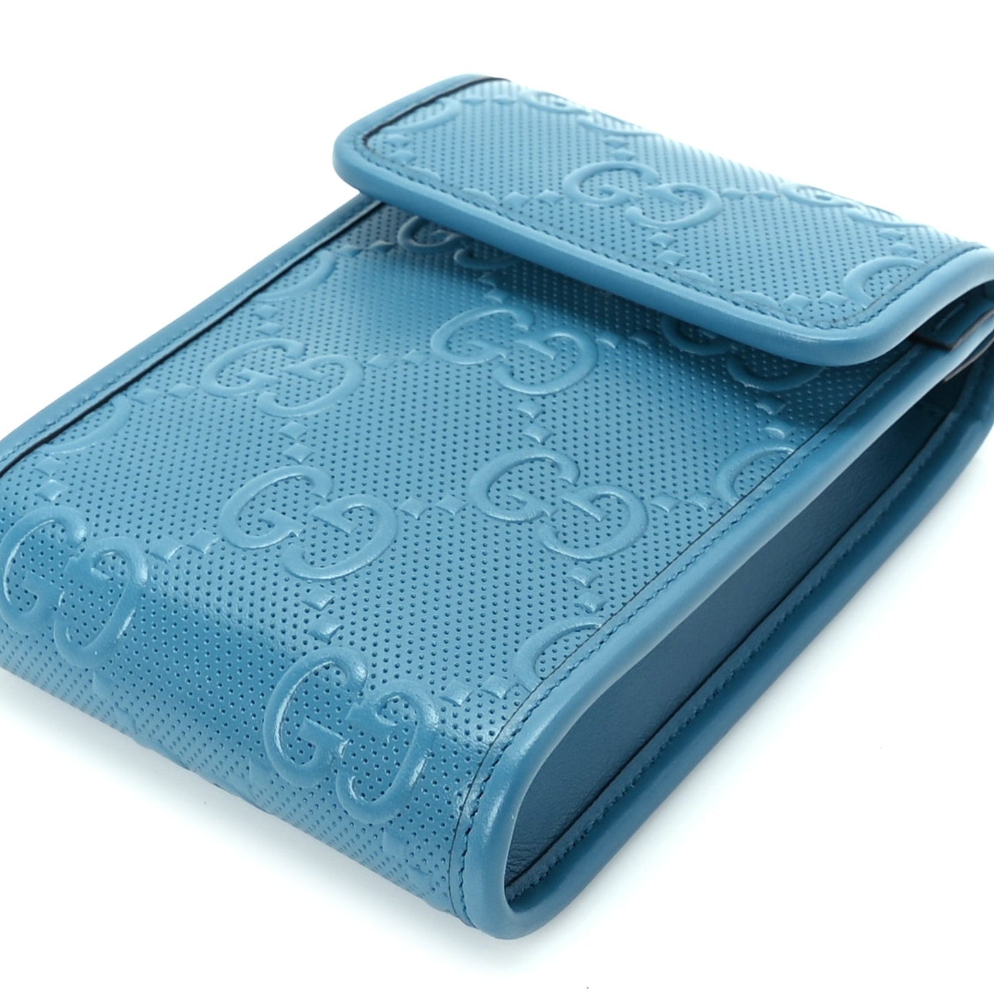 Calfskin GG Tennis Embossed Mini Crossbody Bag  Blue