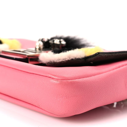 Fendi Nappa Rabbit Fox Fur Micro Buggie Baguette Rosa Fluo Multicolor 5 of 8