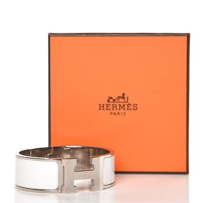 Hermes Enamel Wide Clic Clac H Bracelet GM White 5 of 5