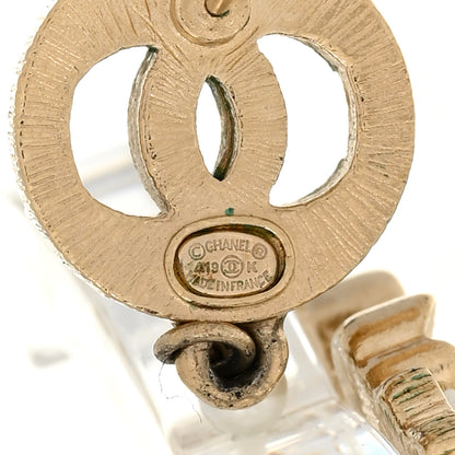 Chanel Crystal Pearl Resin CC Drop Earrings Gold 4 of 5