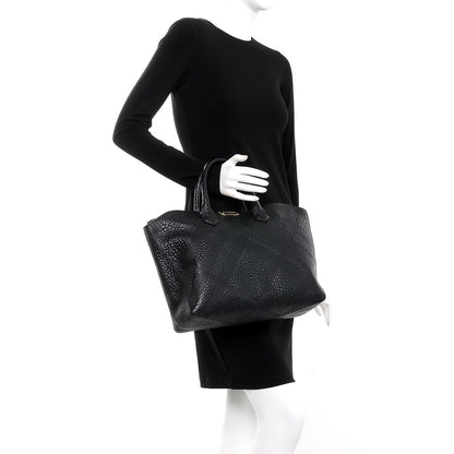 Burberry Heritage Grain Check Embossed Medium Dewsbury Tote Black 3 of 8
