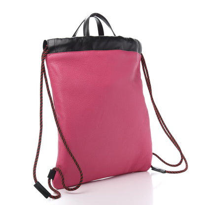 Gucci Grained Calfskin Logo Drawstring Backpack Box Pink Green Black 3 of 12