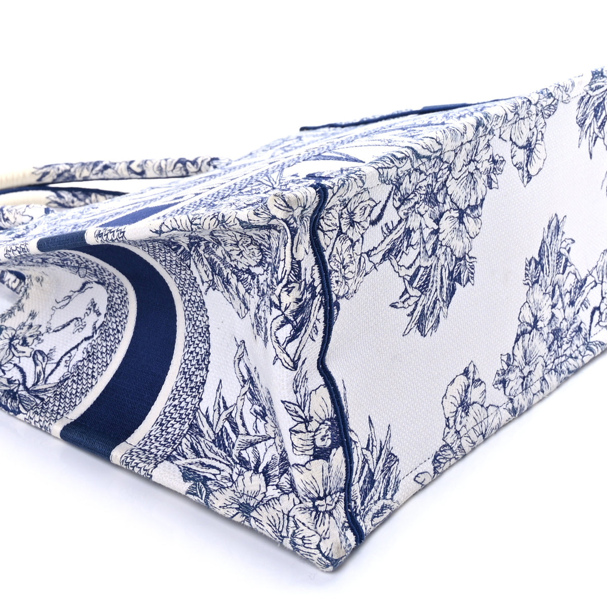 Canvas Embroidered Medium Reve d'Infini Book Tote Blue