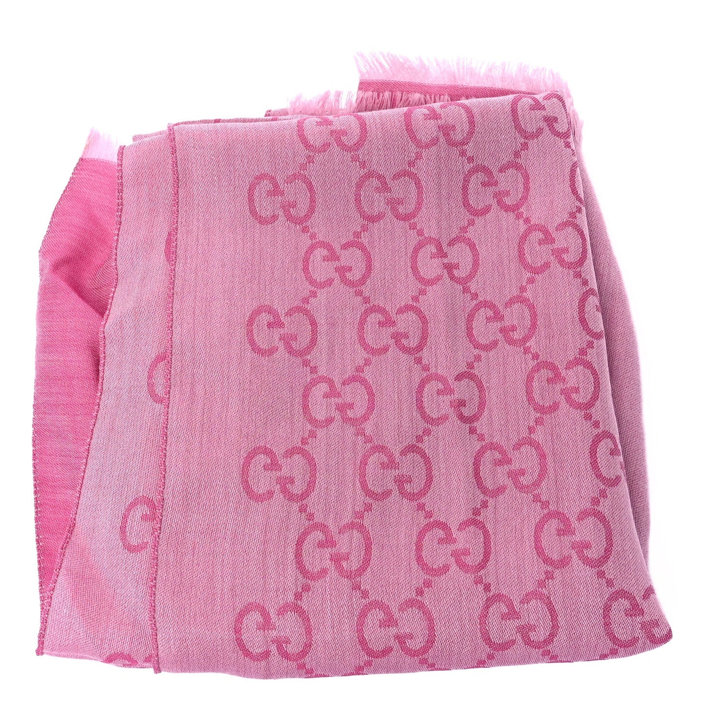 Wool Silk Monogram GGWeb Fringe Shawl Zinc Pink