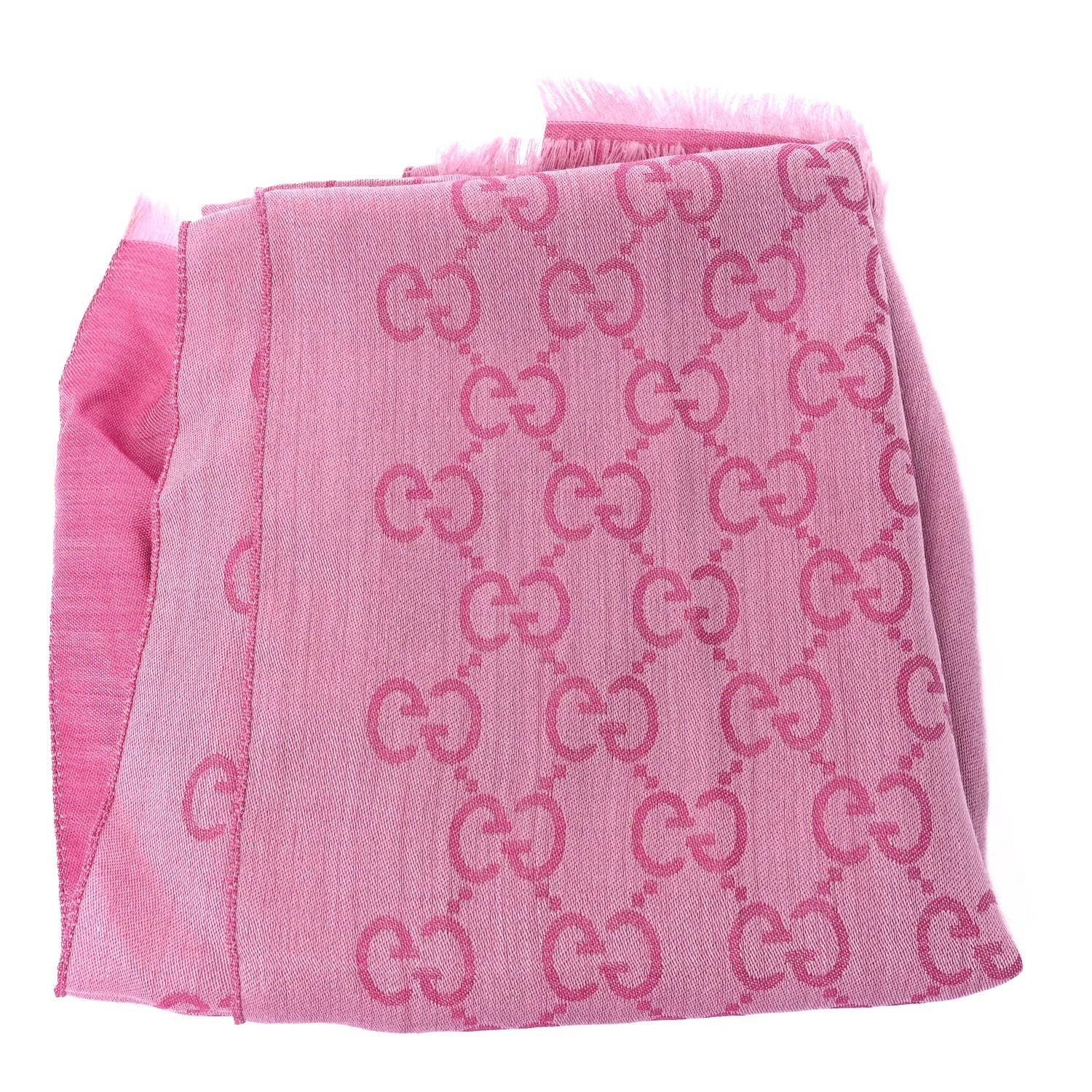 Gucci Wool Silk Monogram GGWeb Fringe Shawl Zinc Pink 1 of 3