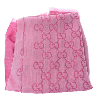 Gucci Wool Silk Monogram GGWeb Fringe Shawl Zinc Pink 1 of 3