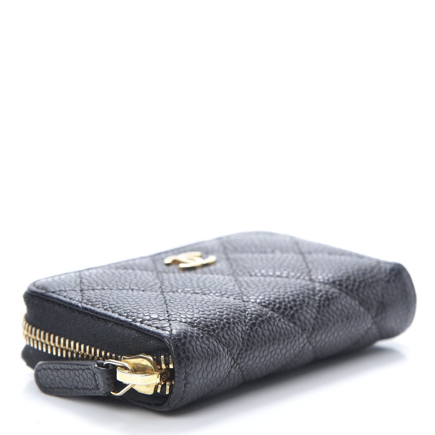 Caviar Quilted Zip Coin Purse Black