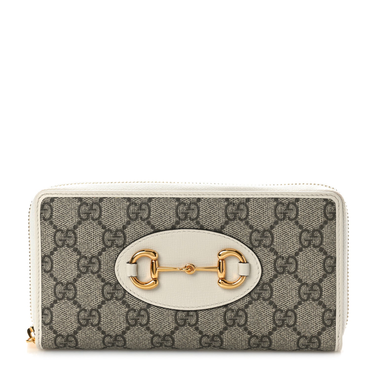 Gucci GG Supreme Monogram Azalea Calfskin Horsebit 1955 Zip Around Wallet Beige Ebony Mystic White 1 of 8