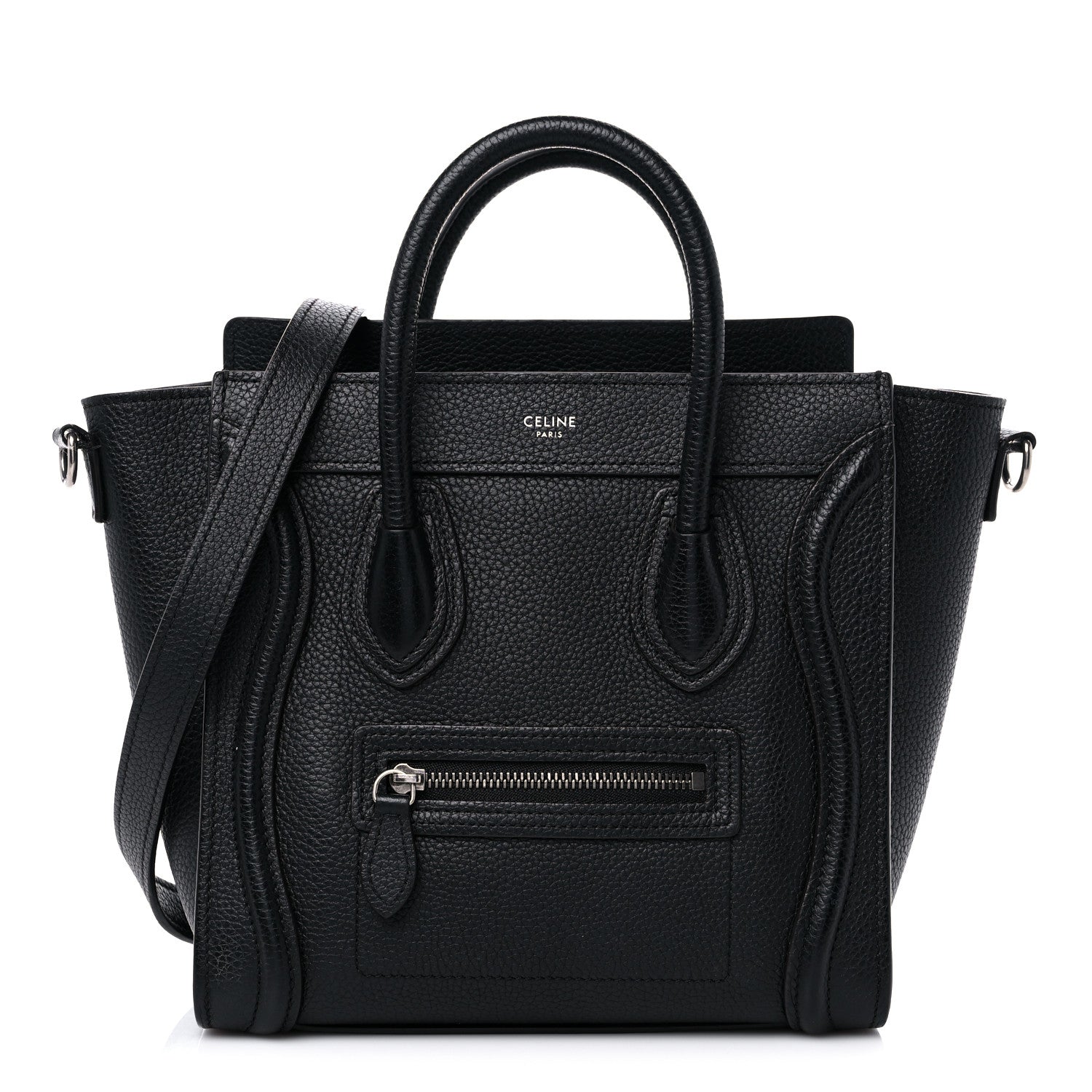 Celine Drummed Calfskin Nano Luggage Black 1 of 10