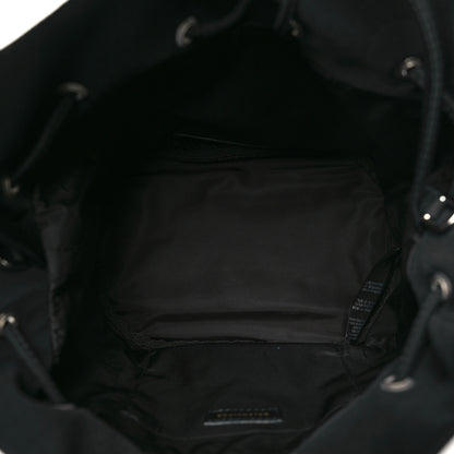 Balenciaga Recycled Sport Nylon Logo Embroidered Small Wheel Drawstring Bucket Bag Black 5 of 10