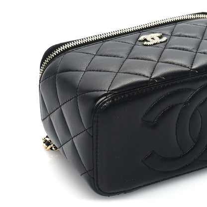 Chanel Lambskin Crystal Quilted Trendy Small Top Handle Vanity Case With Chain Black 8 of 9