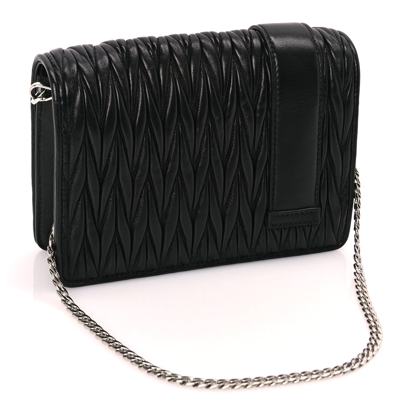 Matelasse Crystal Embellished Shoulder Bag Black