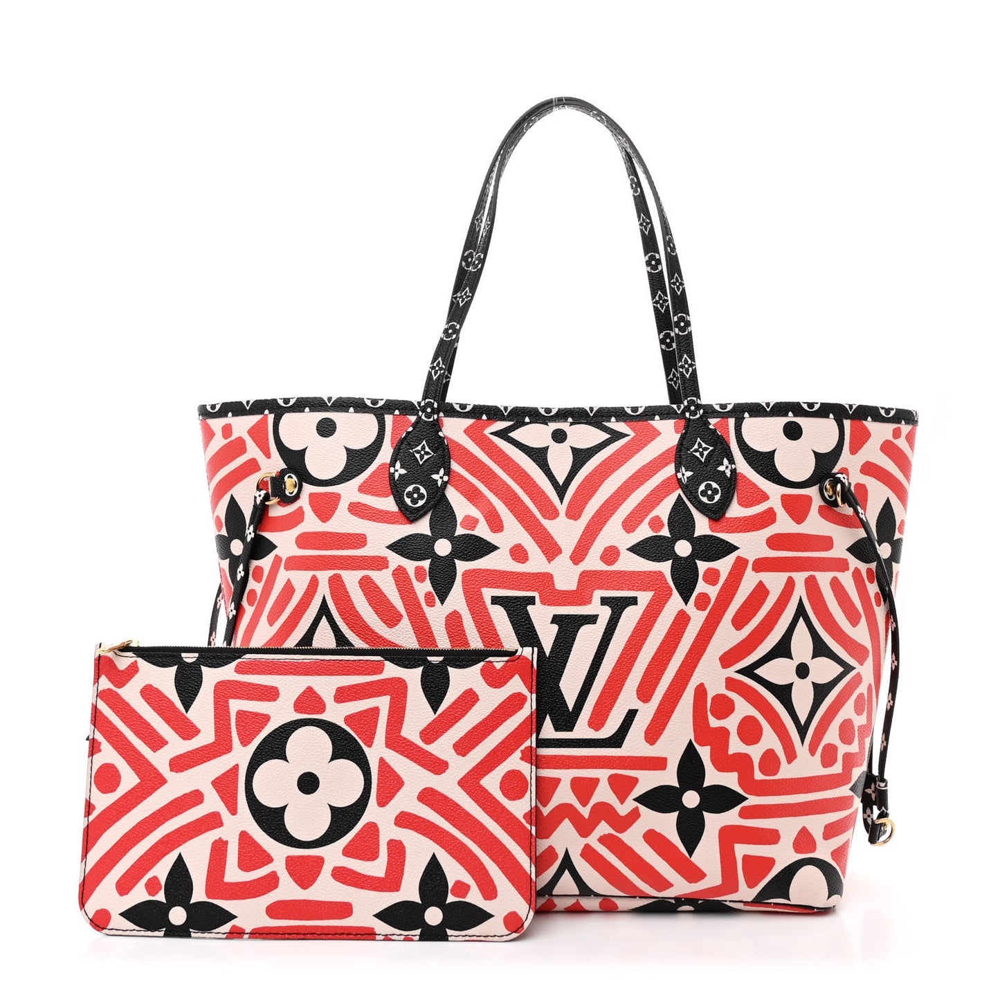 Monogram Giant Crafty Neverfull MM Creme Rouge Black