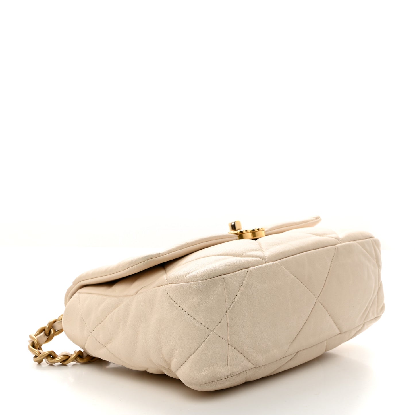 Lambskin Quilted Medium Chanel 19 Flap Beige
